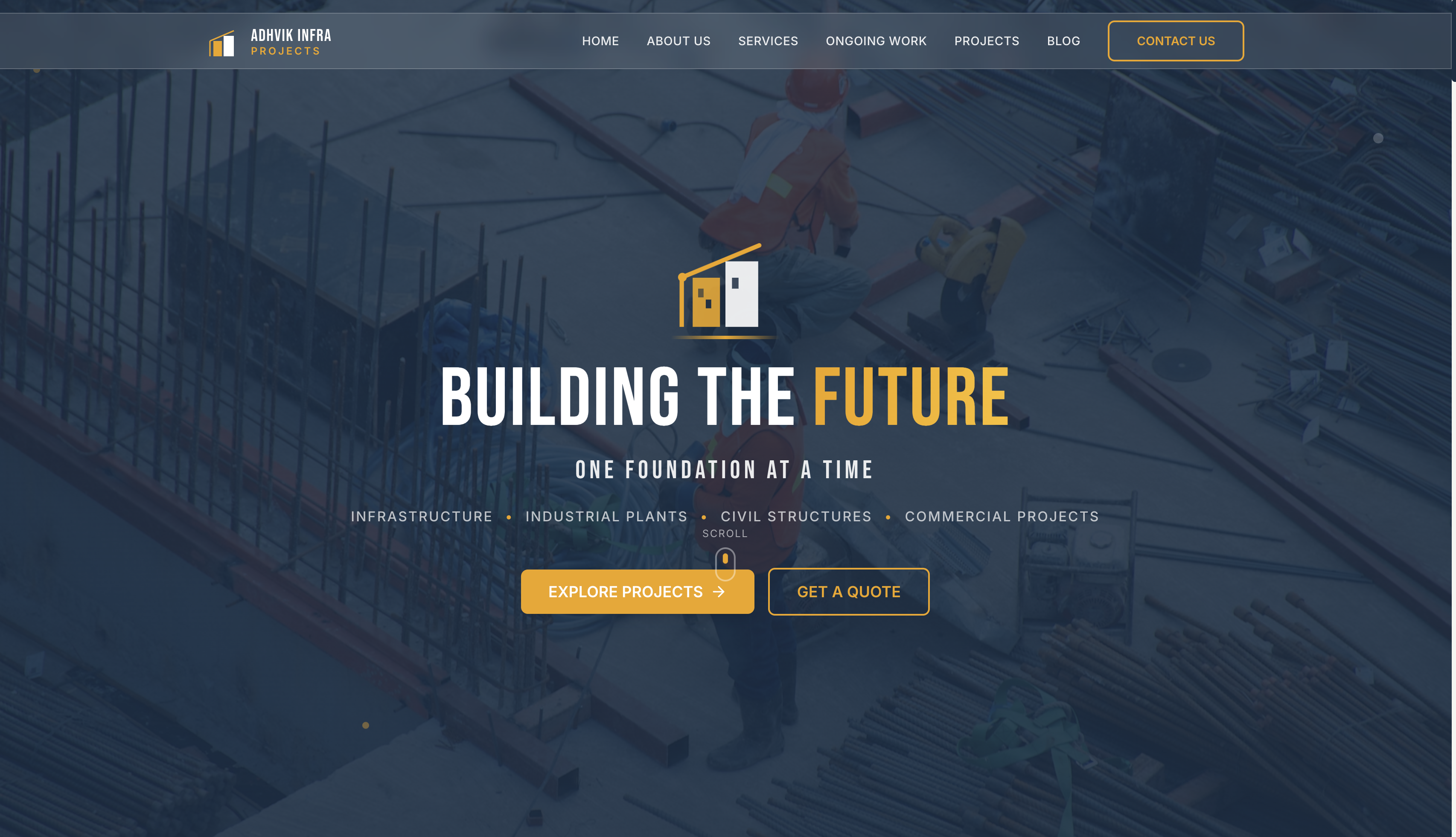 Adhvik Infra — construction company website screenshot